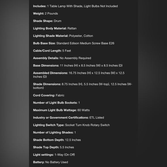 Threshold Designed With Studio McGee Natural Wicker Lamp Brown. New. - Picture 5 of 5